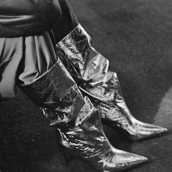 Zara Gold Heeled Boots - Picture 4 of 6